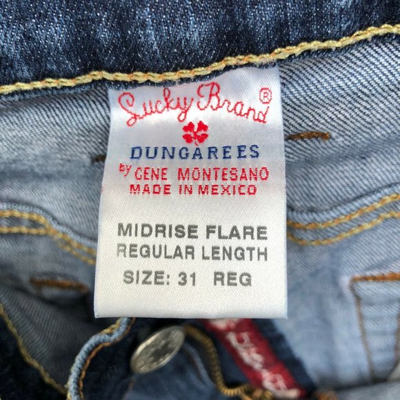 Lucky Brand Womens Mid Rise Flared Jeans, Size 32 x 32, Darker Blue, Stretch - Picture 6 of 12